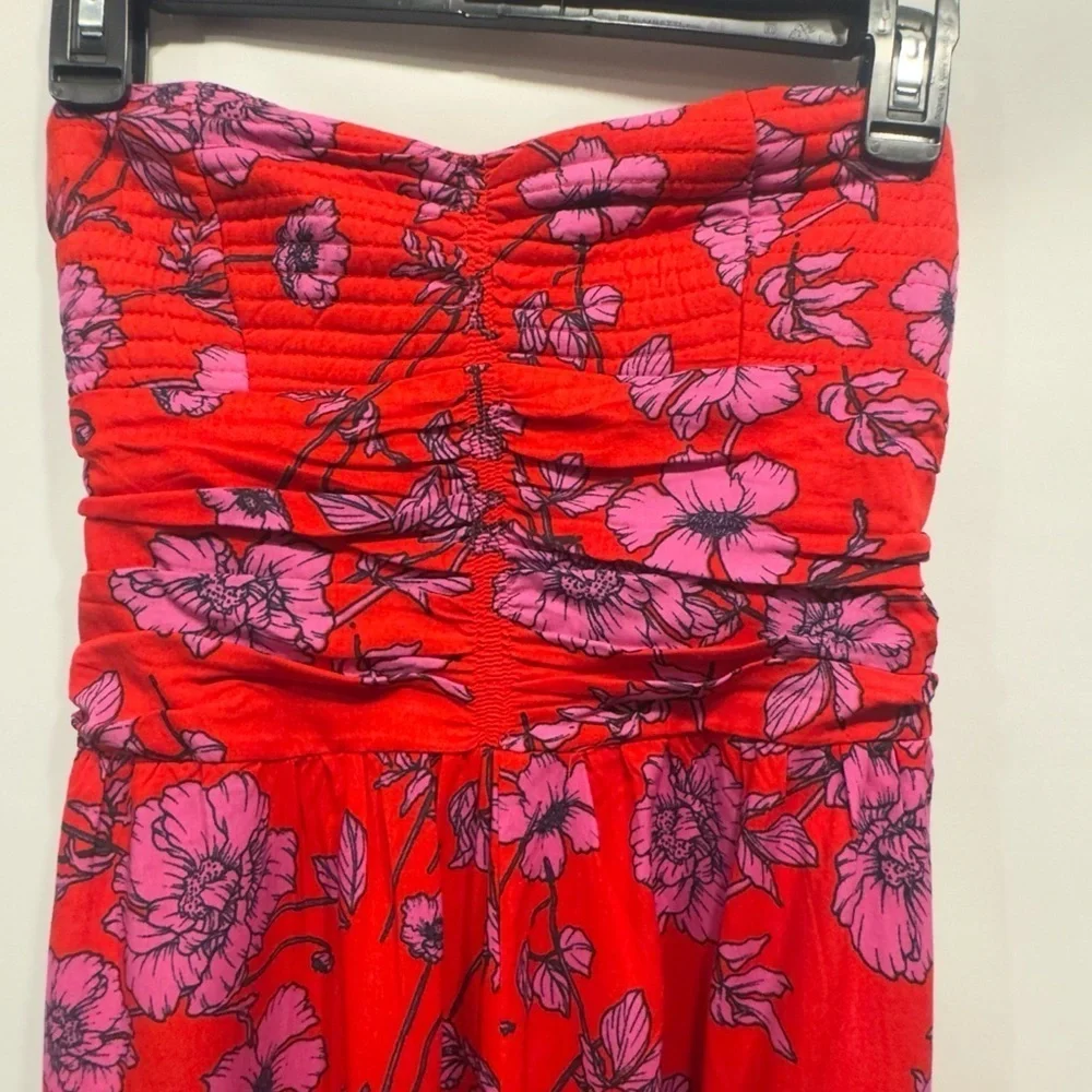 B.O.G Collective Strapless Floral Smocked Top Jumpsuit size Small